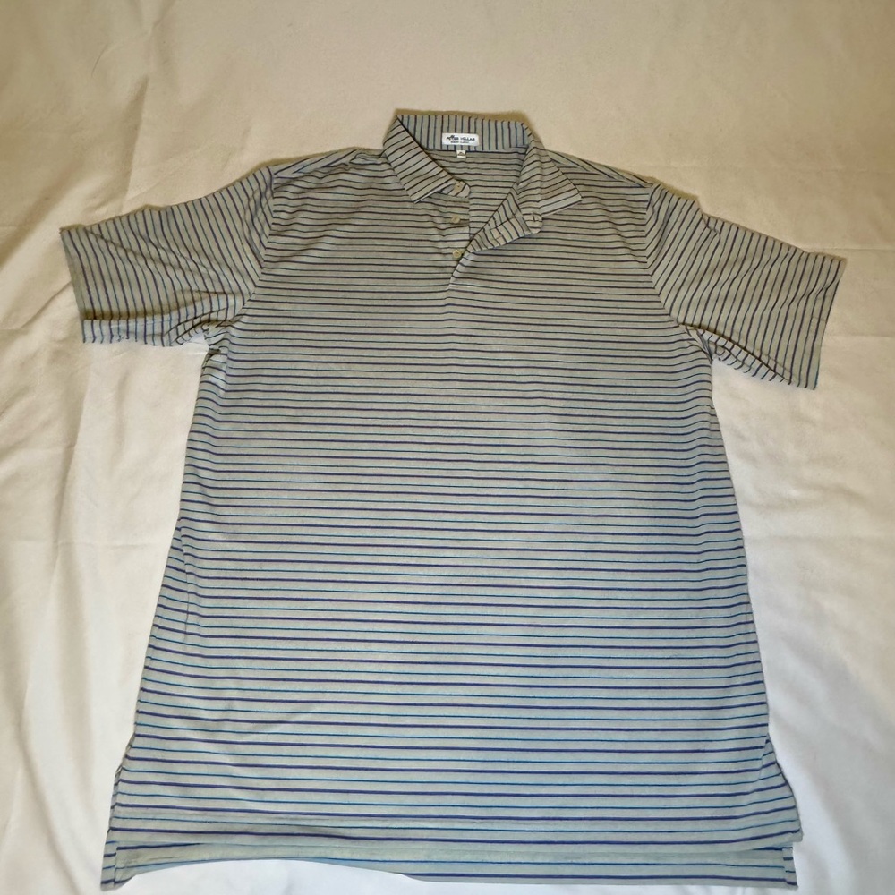 Peter Millar Gray Striped Polo Shirt